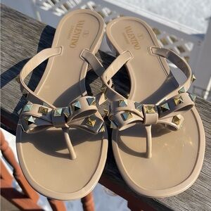 Valentino Beige Studded Women's Sandals